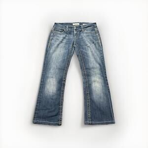 Daytrip Leo‎ Boot Cut Low Rise Blue Denim Flap Pocket Jeans Women 33x27